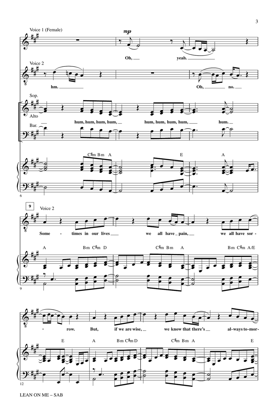 Lean On Me (ed. Roger Emerson) 3-Part scores gallery preview page 2
