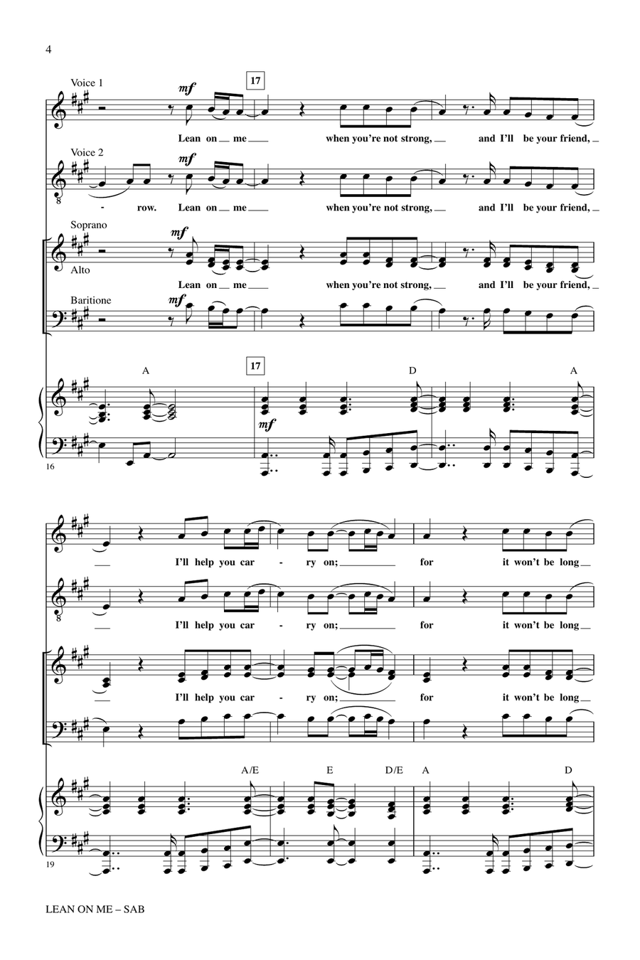 Lean On Me (ed. Roger Emerson) 3-Part scores gallery preview page 3