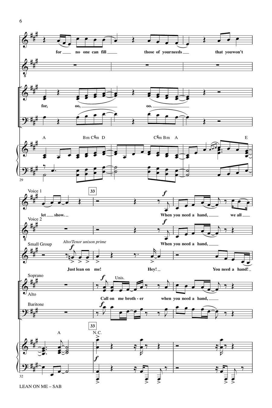 Lean On Me (ed. Roger Emerson) 3-Part scores gallery preview page 5