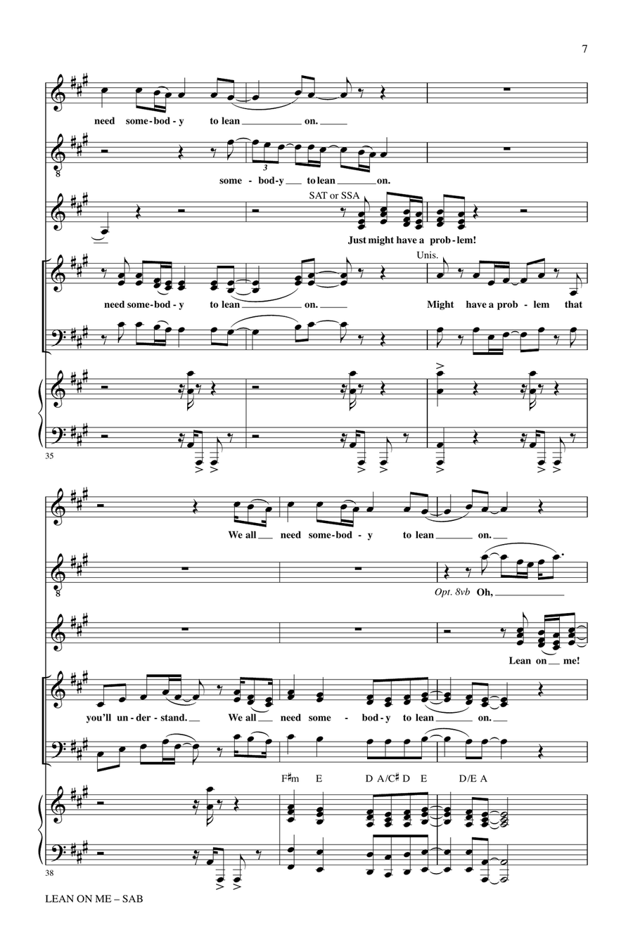 Lean On Me (ed. Roger Emerson) 3-Part scores gallery preview page 6