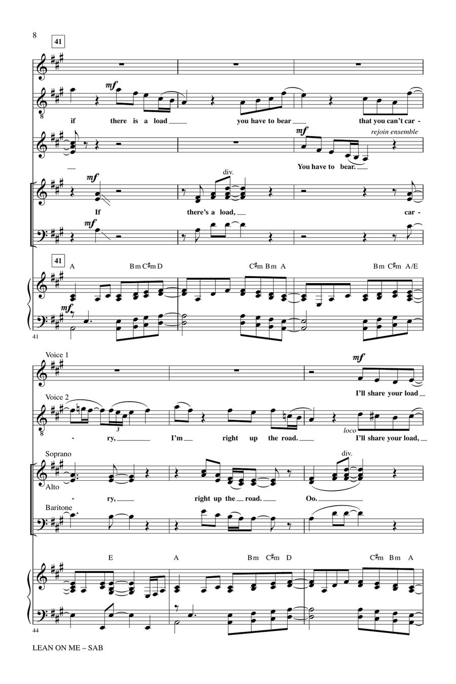 Lean On Me (ed. Roger Emerson) 3-Part scores gallery preview page 7