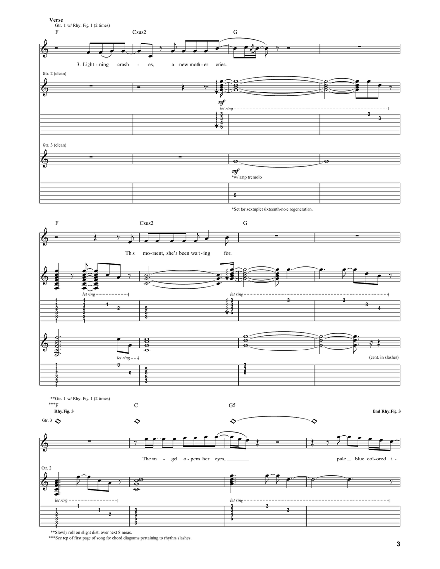 Lightning Crashes Acoustic Guitar scores gallery preview page 3