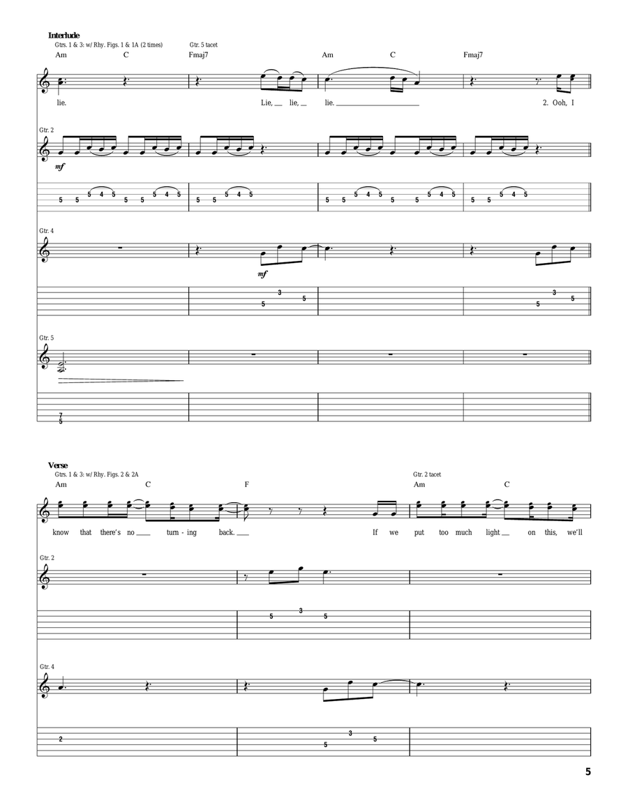 Lie Lie Acoustic Guitar scores gallery preview page 5