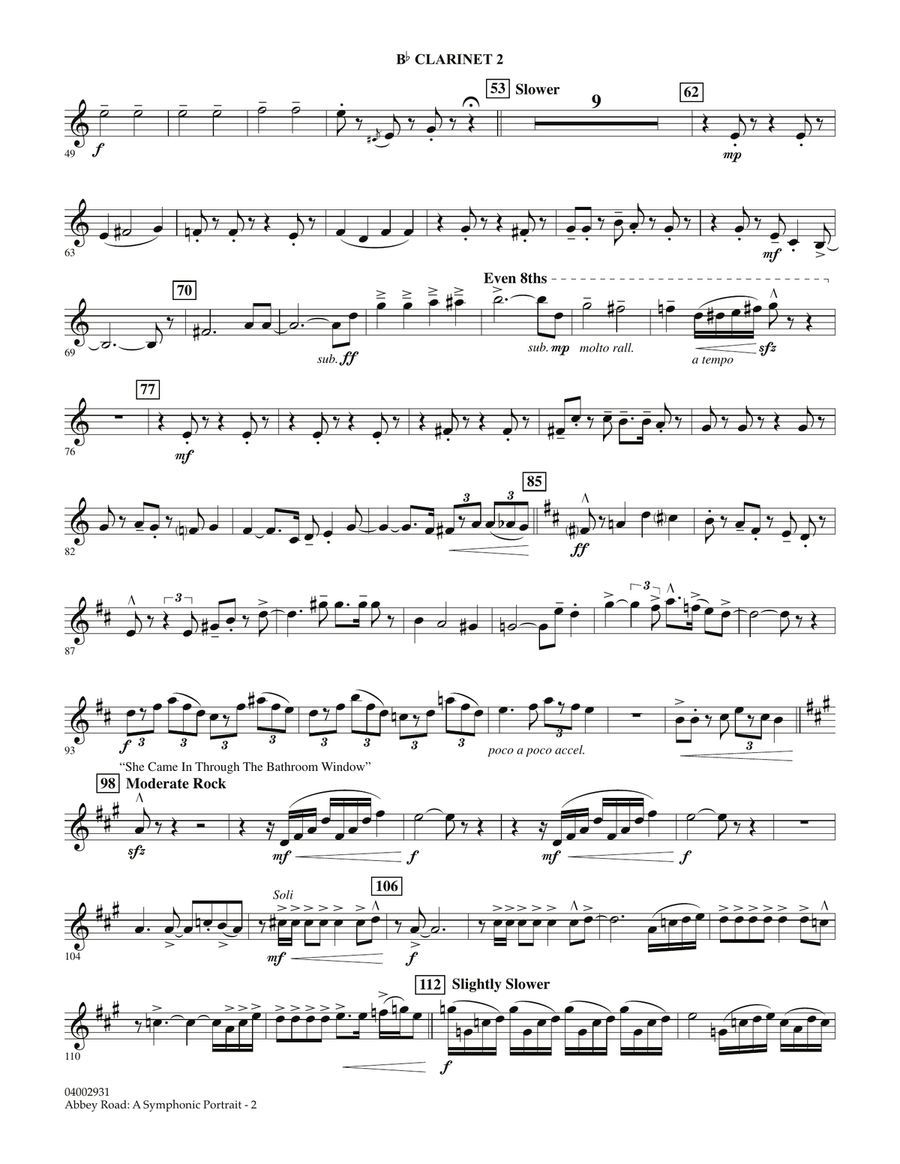 Abbey Road - A Symphonic Portrait - Bb Clarinet 2 Concert Band scores gallery preview page 2