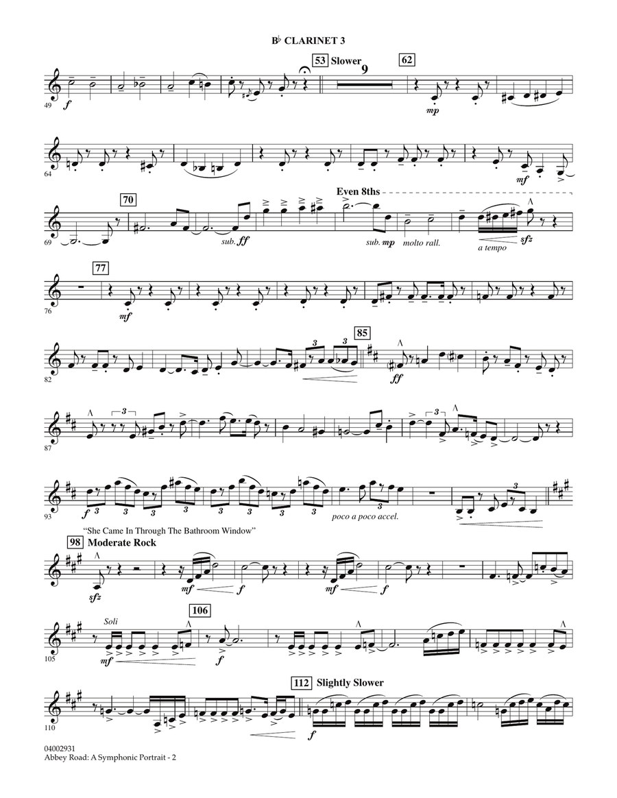 Abbey Road - A Symphonic Portrait - Bb Clarinet 3 Concert Band scores gallery preview page 2