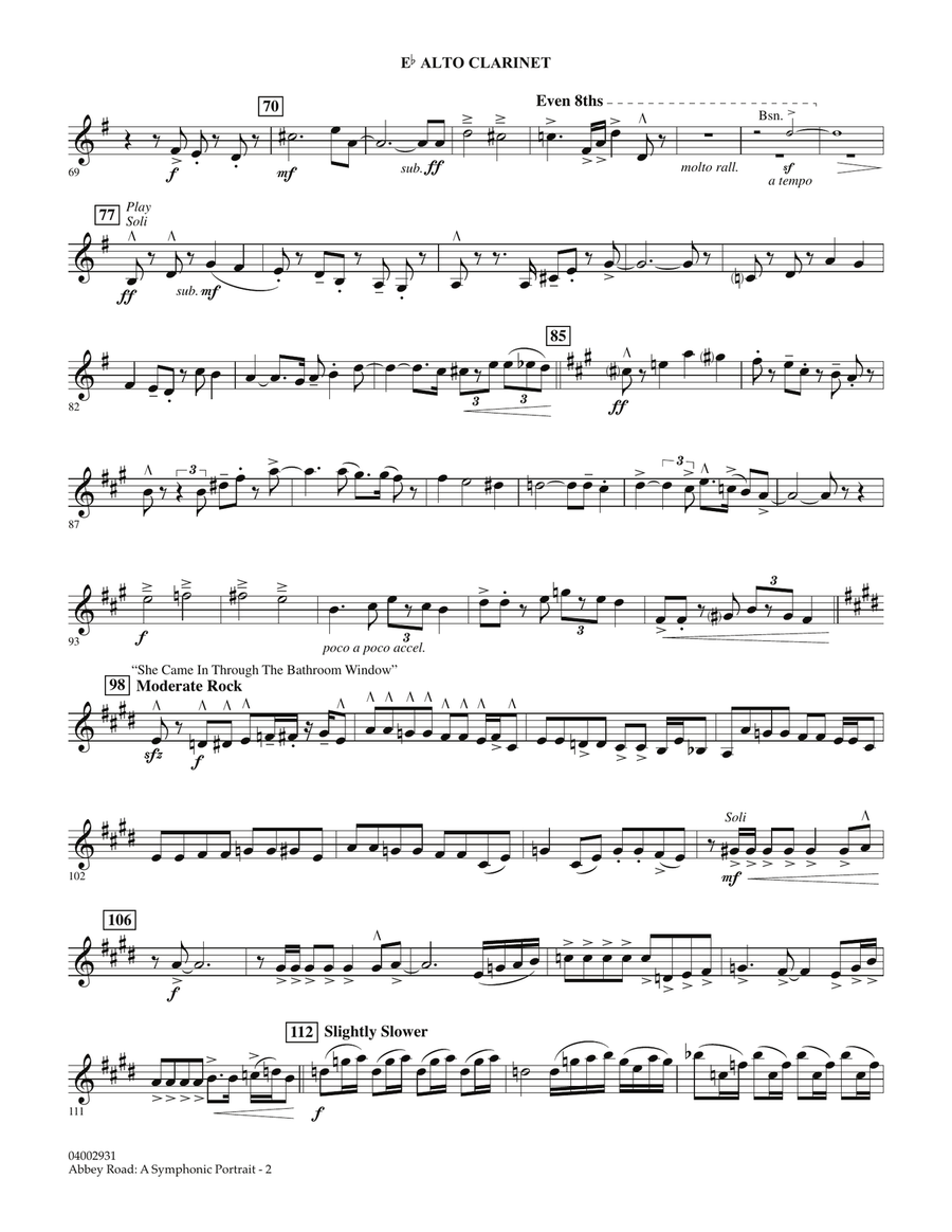 Abbey Road - A Symphonic Portrait - Eb Alto Clarinet Concert Band scores gallery preview page 2