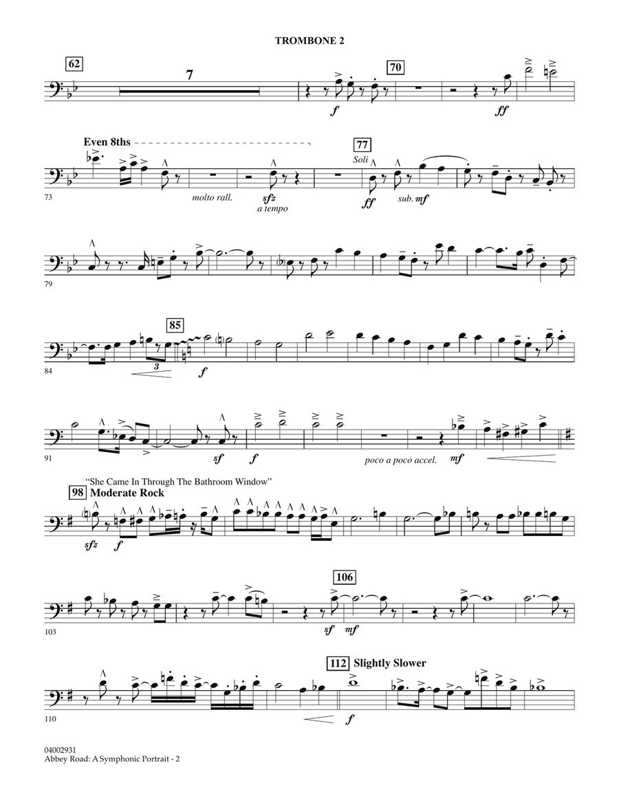Abbey Road - A Symphonic Portrait - Trombone 2 Concert Band scores gallery preview page 2