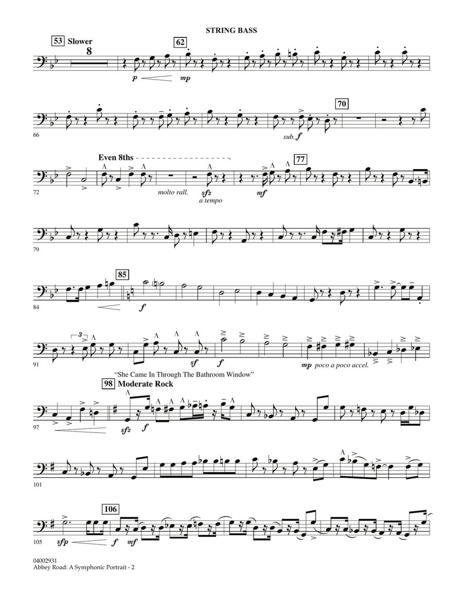 Abbey Road - A Symphonic Portrait - String Bass Concert Band scores gallery preview page 2