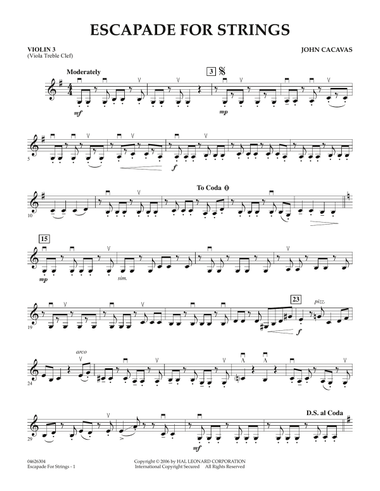 Escapade for Strings - Violin 3 (Viola T.C.)