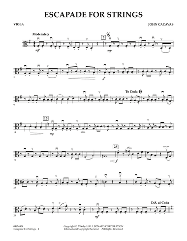 Escapade for Strings - Viola