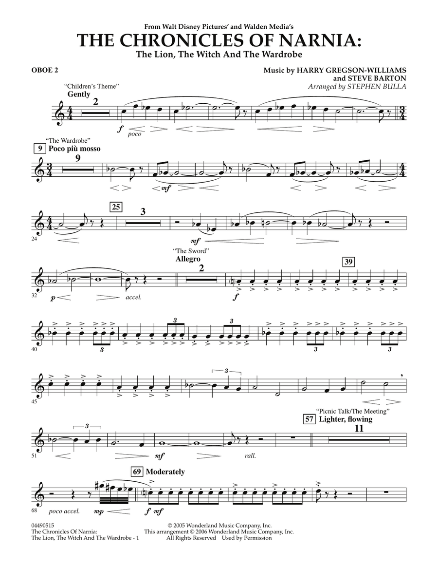 Music from The Chronicles Of Narnia: The Lion, The Witch And The Wardrobe - Oboe 2 Full Orchestra scores gallery preview page 1