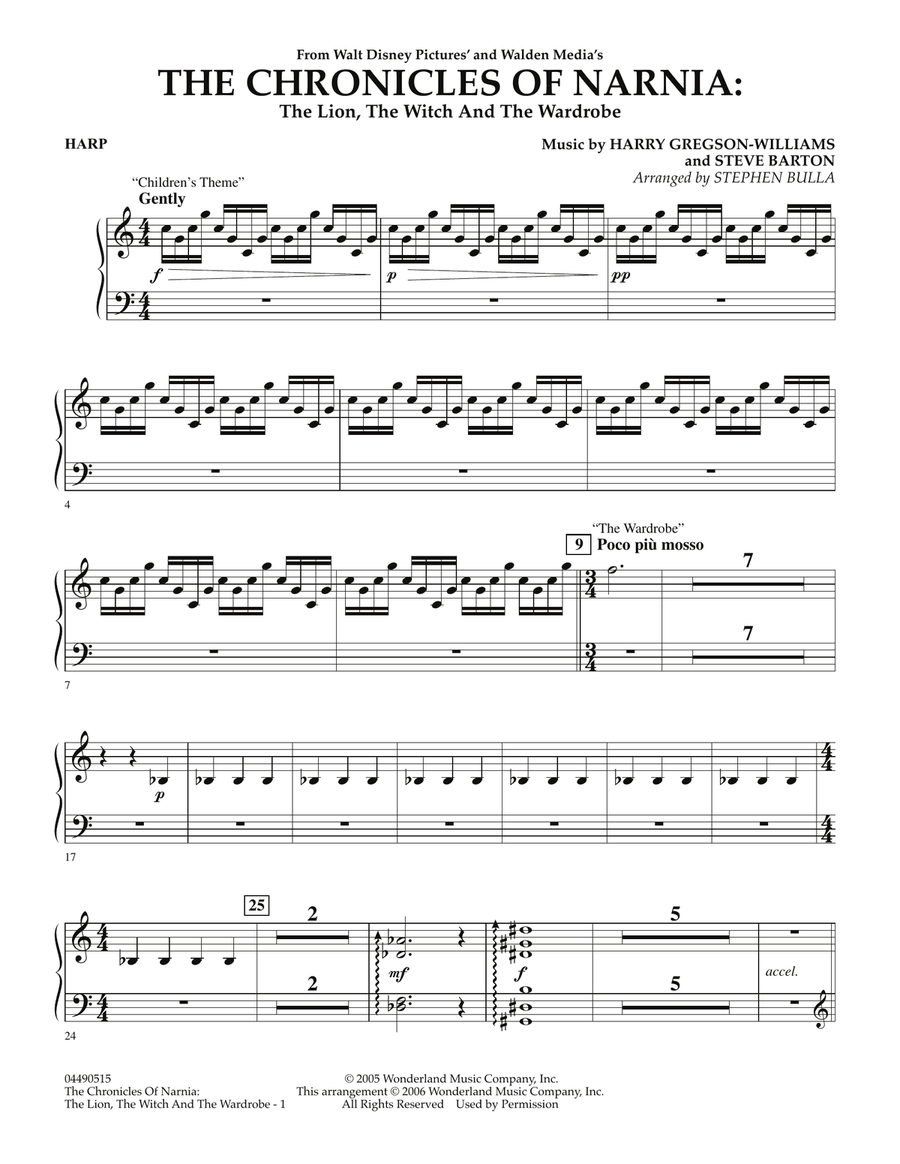 Music from The Chronicles Of Narnia: The Lion, The Witch And The Wardrobe - Harp Full Orchestra scores gallery preview page 1