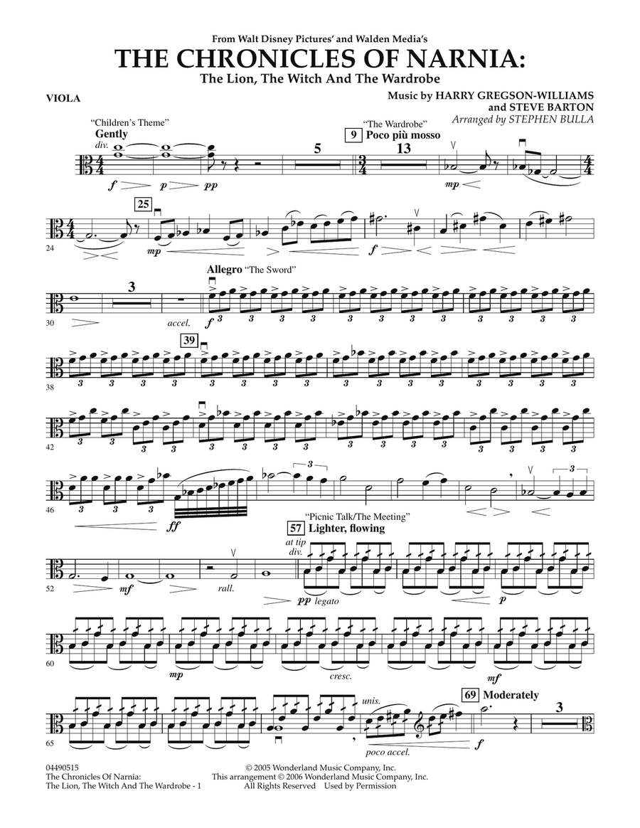 Music from The Chronicles Of Narnia: The Lion, The Witch And The Wardrobe - Viola Full Orchestra scores gallery preview page 1