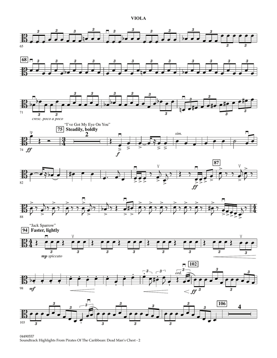 Soundtrack Highlights from Pirates Of The Caribbean: Dead Man's Chest - Viola Full Orchestra scores gallery preview page 2