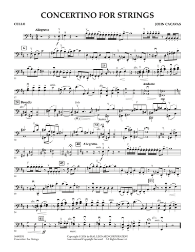 Concertino For Strings - Cello