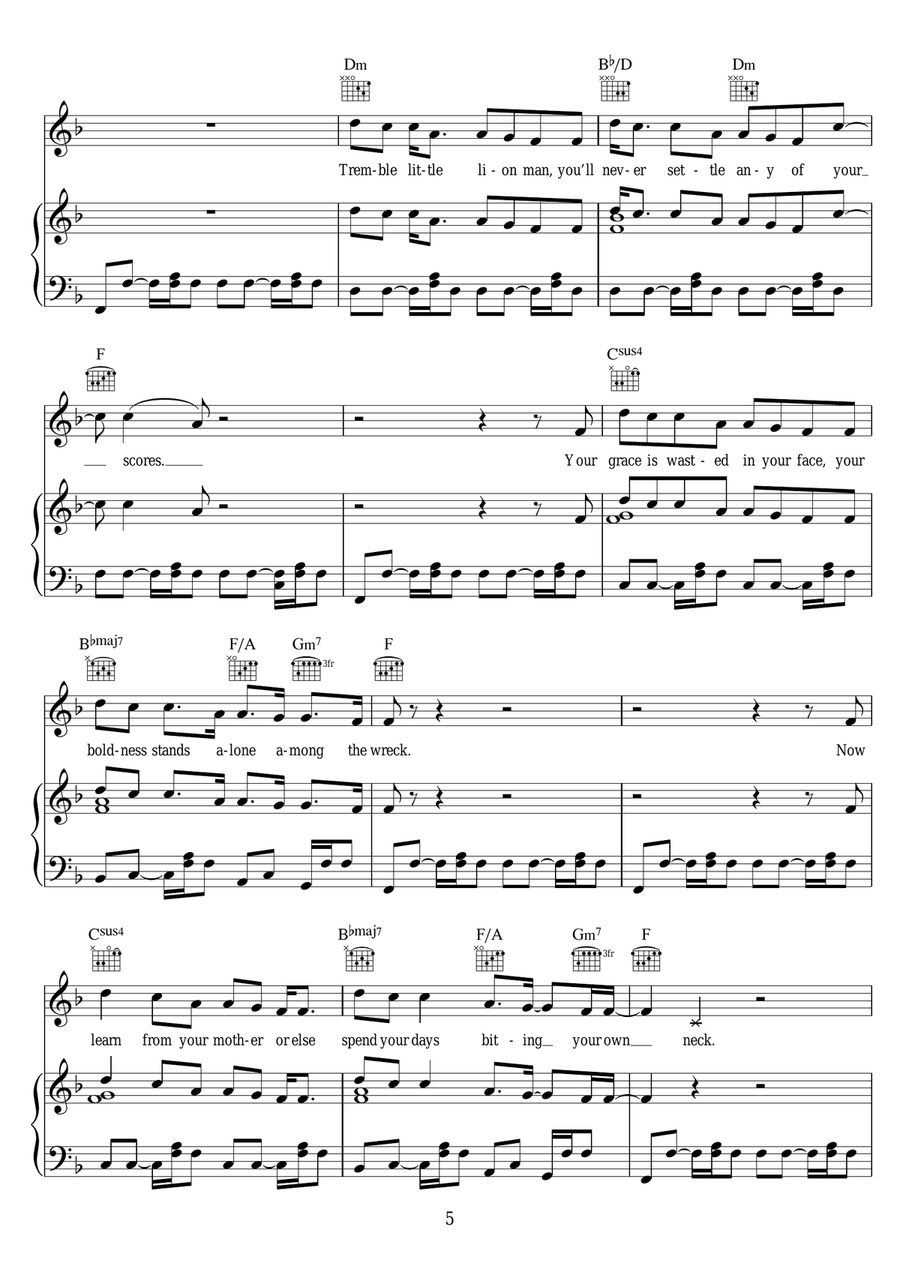 Little Lion Man Little Lion Man Piano, Vocal, Guitar scores gallery preview page 5
