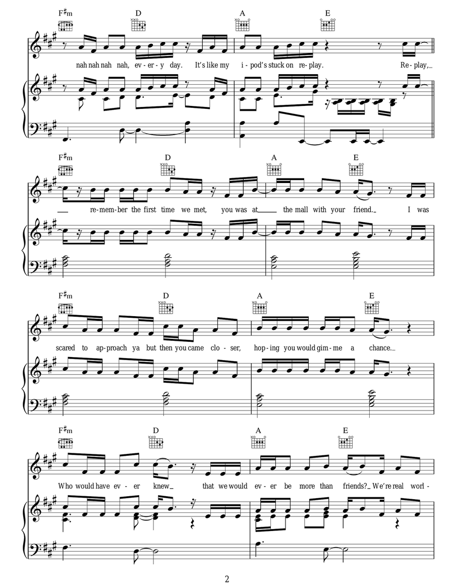Replay Replay Piano, Vocal, Guitar scores gallery preview page 2