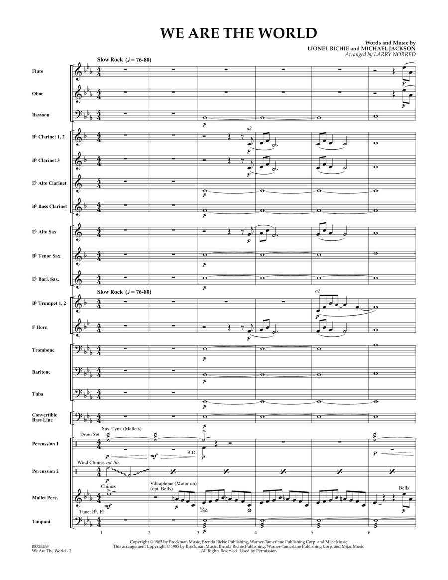 We Are The World - Conductor Score (Full Score) Concert Band scores gallery preview page 2