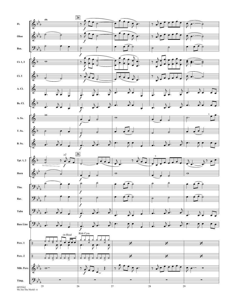 We Are The World - Conductor Score (Full Score) Concert Band scores gallery preview page 6