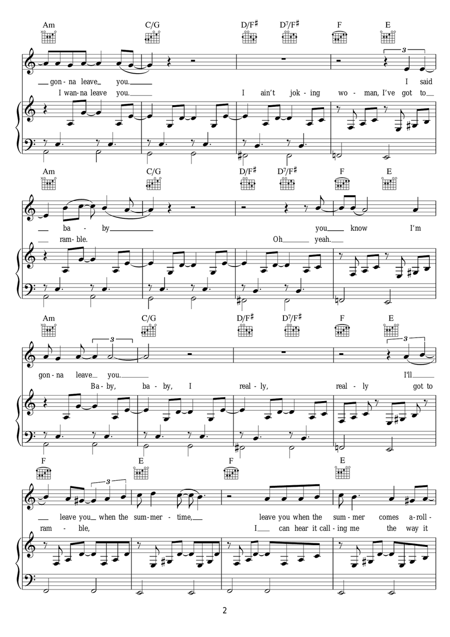 Babe, I'm Gonna Leave You Acoustic Guitar scores gallery preview page 2