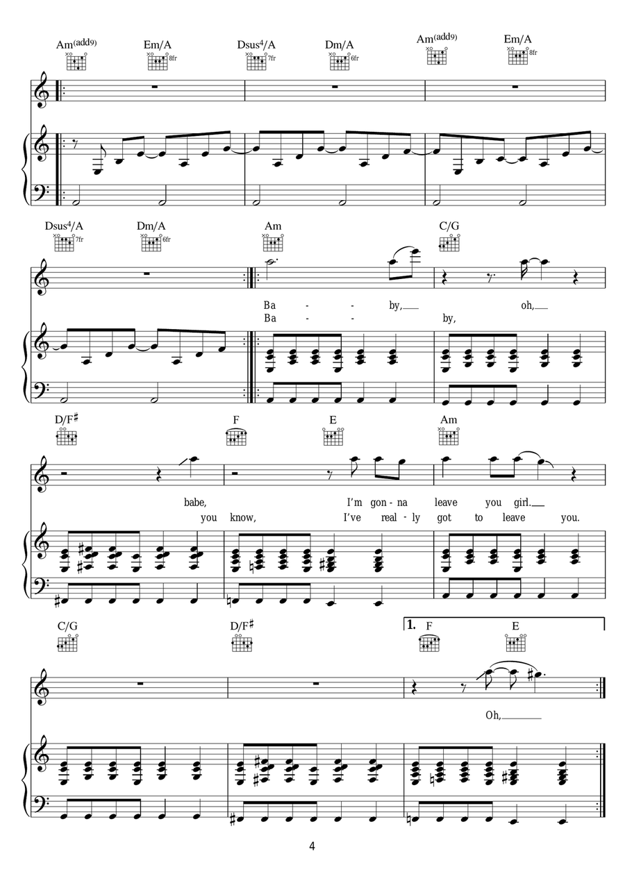 Babe, I'm Gonna Leave You Acoustic Guitar scores gallery preview page 4