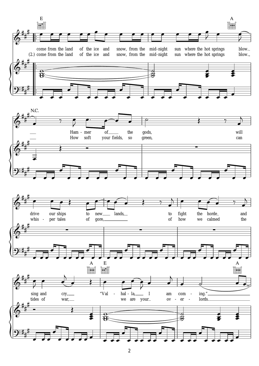 Immigrant Song Immigrant Song Acoustic Guitar scores gallery preview page 2