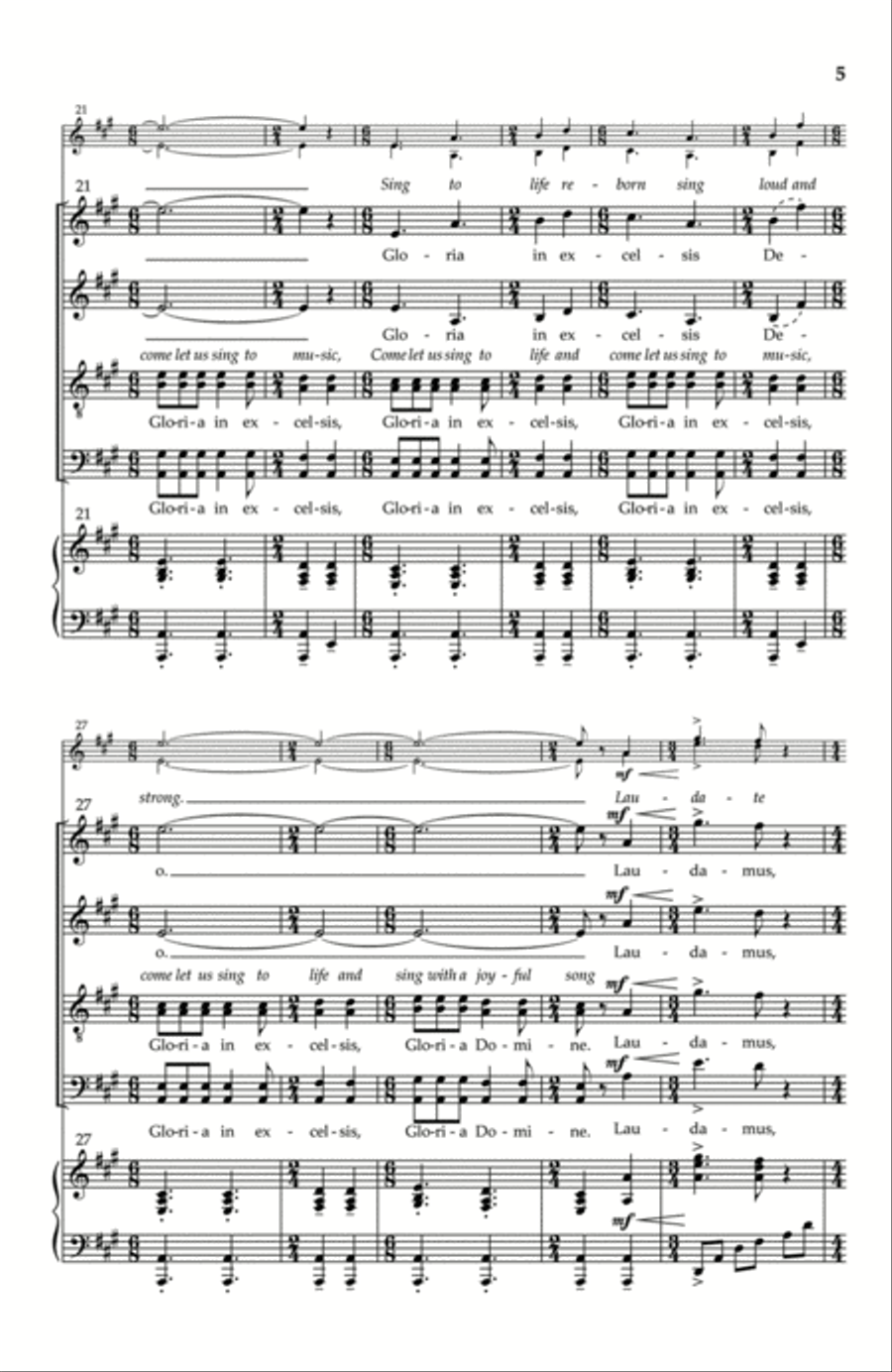 Gloria Fanfare - SATB divisi (Vocal Score) Divisi scores gallery preview page 4