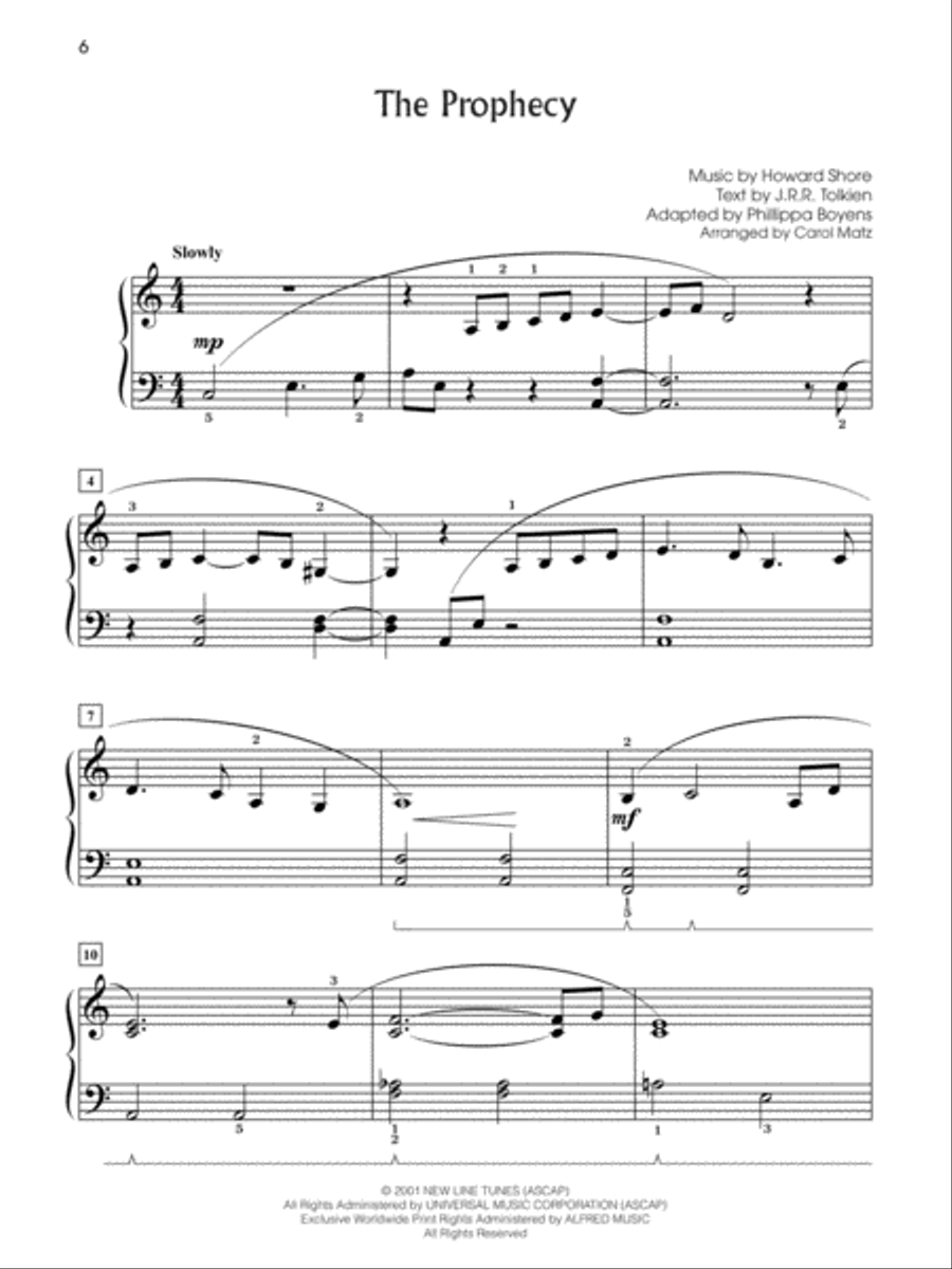 The Lord of the Rings Trilogy Easy Piano scores gallery preview page 3