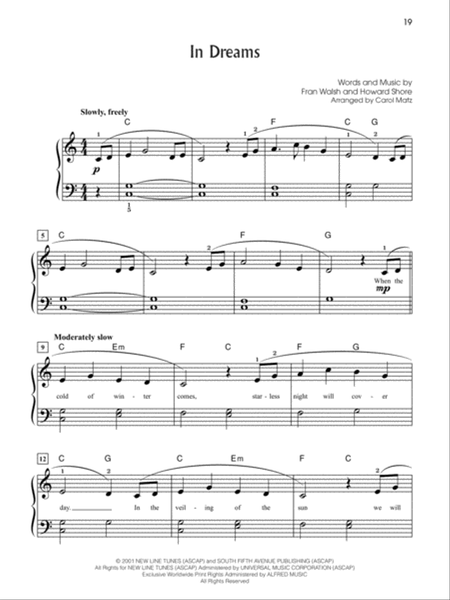 The Lord of the Rings Trilogy Easy Piano scores gallery preview page 4