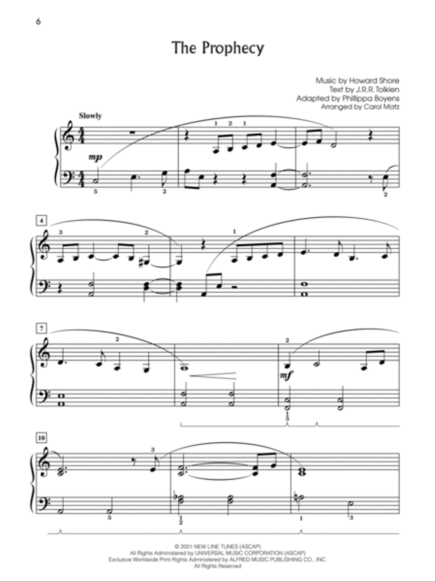 The Lord of the Rings Trilogy Easy Piano scores gallery preview page 7