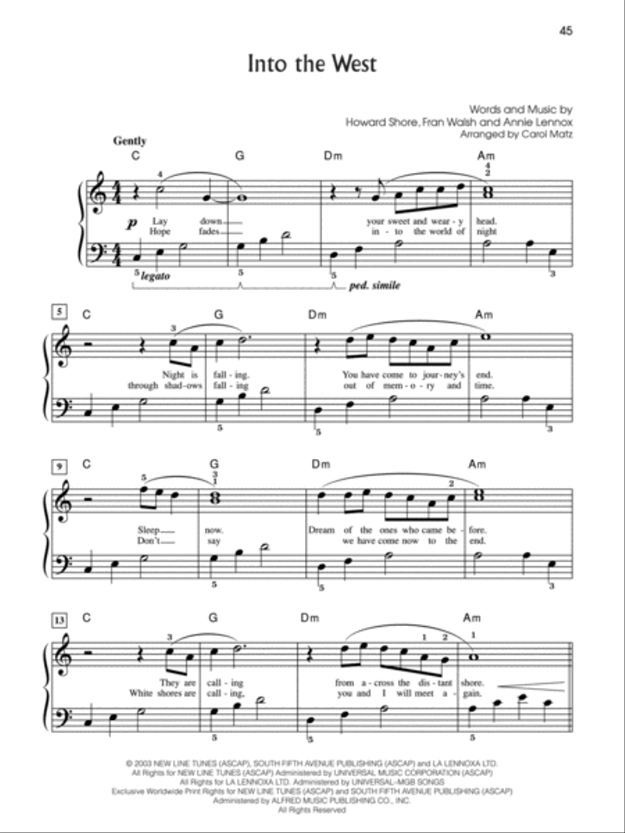 The Lord of the Rings Trilogy Easy Piano scores gallery preview page 10