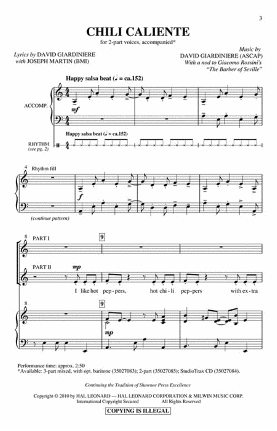 Chili Caliente Chili Caliente 2-Part scores gallery preview page 2