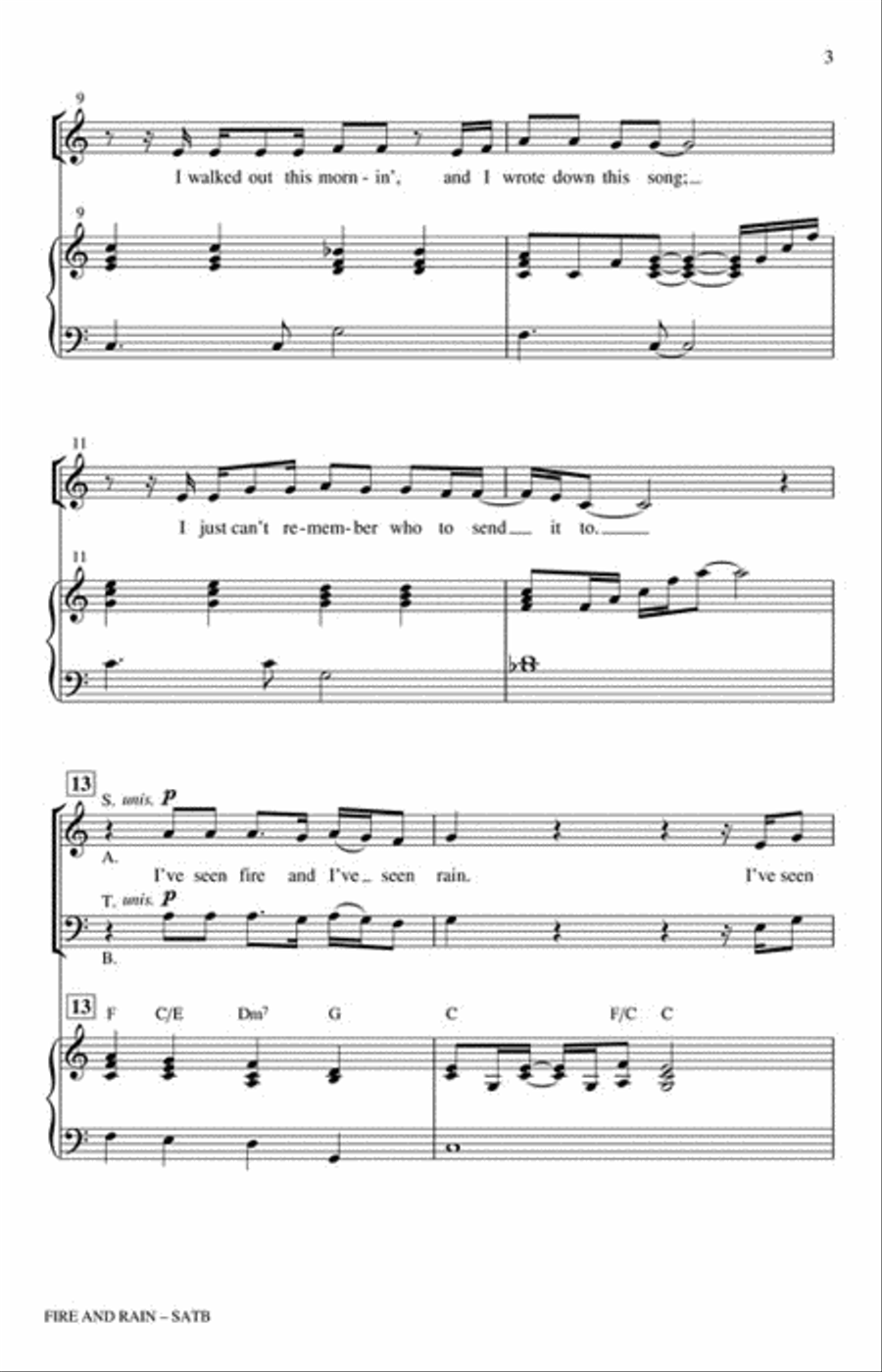 Fire and Rain Fire and Rain 4-Part scores gallery preview page 3