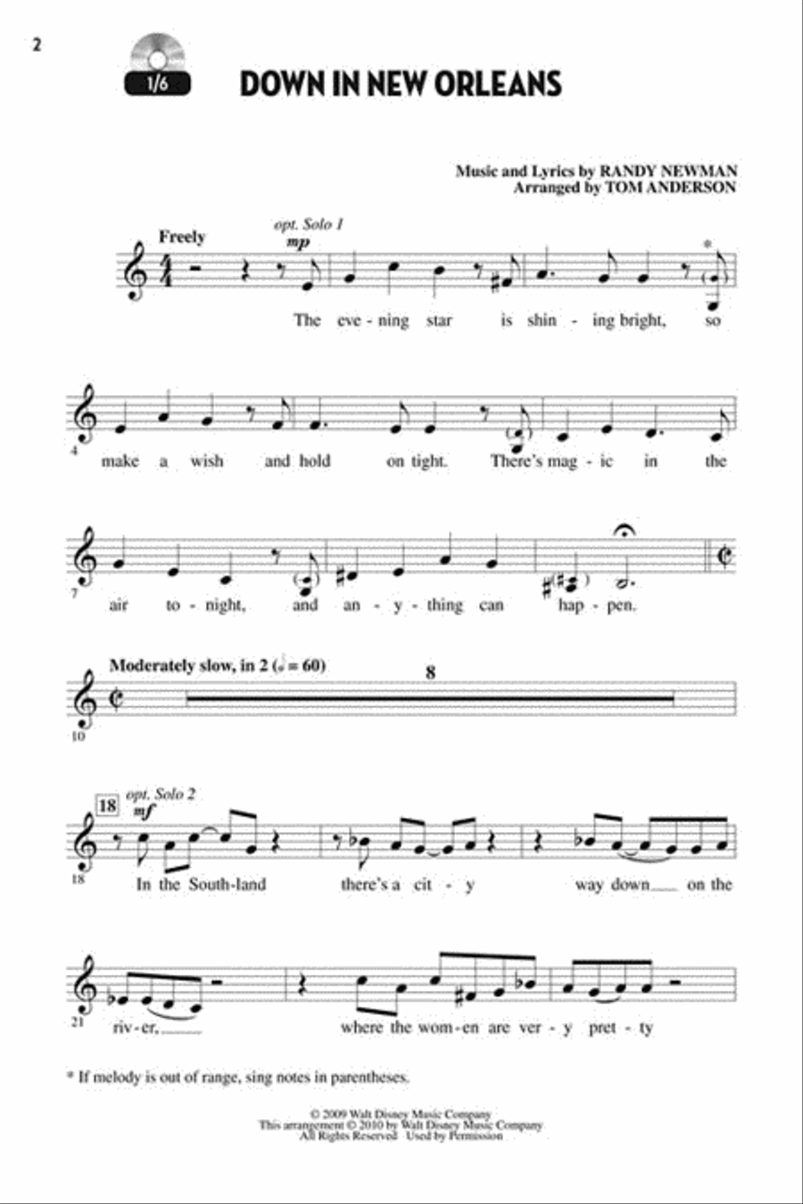 Let's All Sing Songs from Disney's The Princess and the Frog Choir scores gallery preview page 3