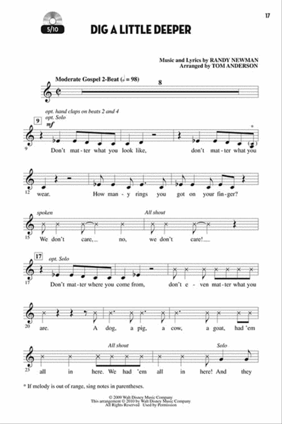Let's All Sing Songs from Disney's The Princess and the Frog Choir scores gallery preview page 5