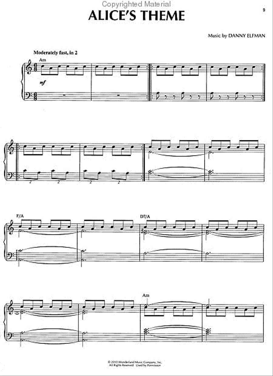 Alice in Wonderland Piano Solo scores gallery preview page 2
