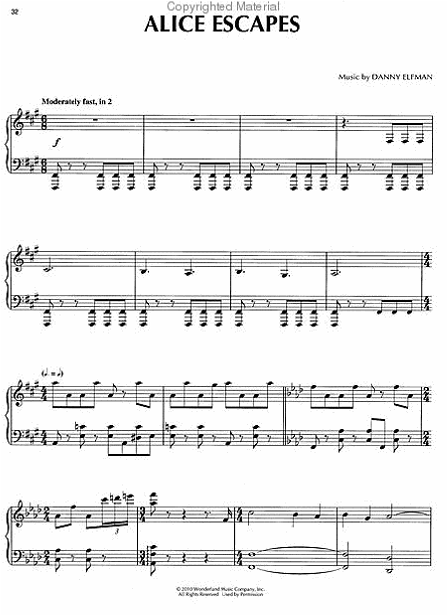 Alice in Wonderland Piano Solo scores gallery preview page 4