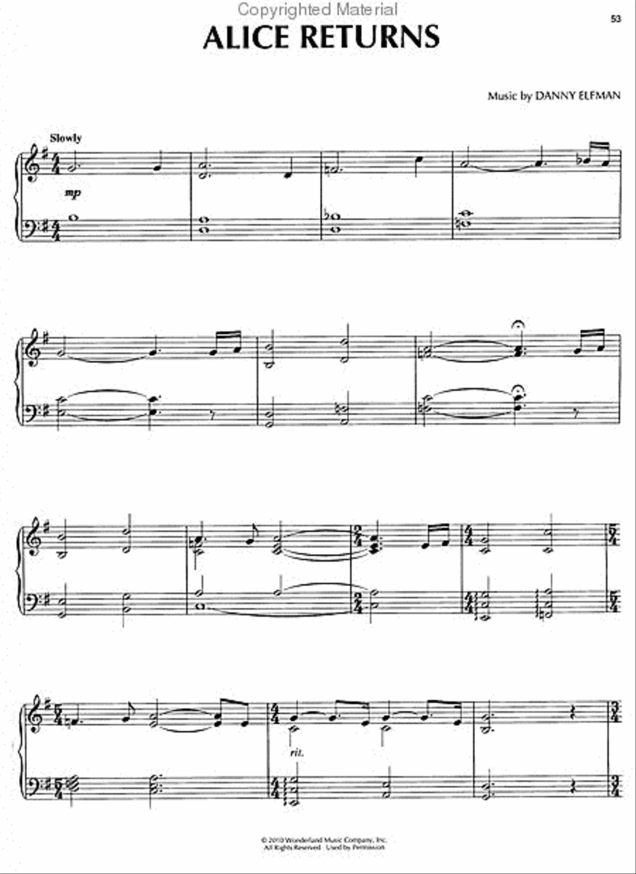 Alice in Wonderland Piano Solo scores gallery preview page 5