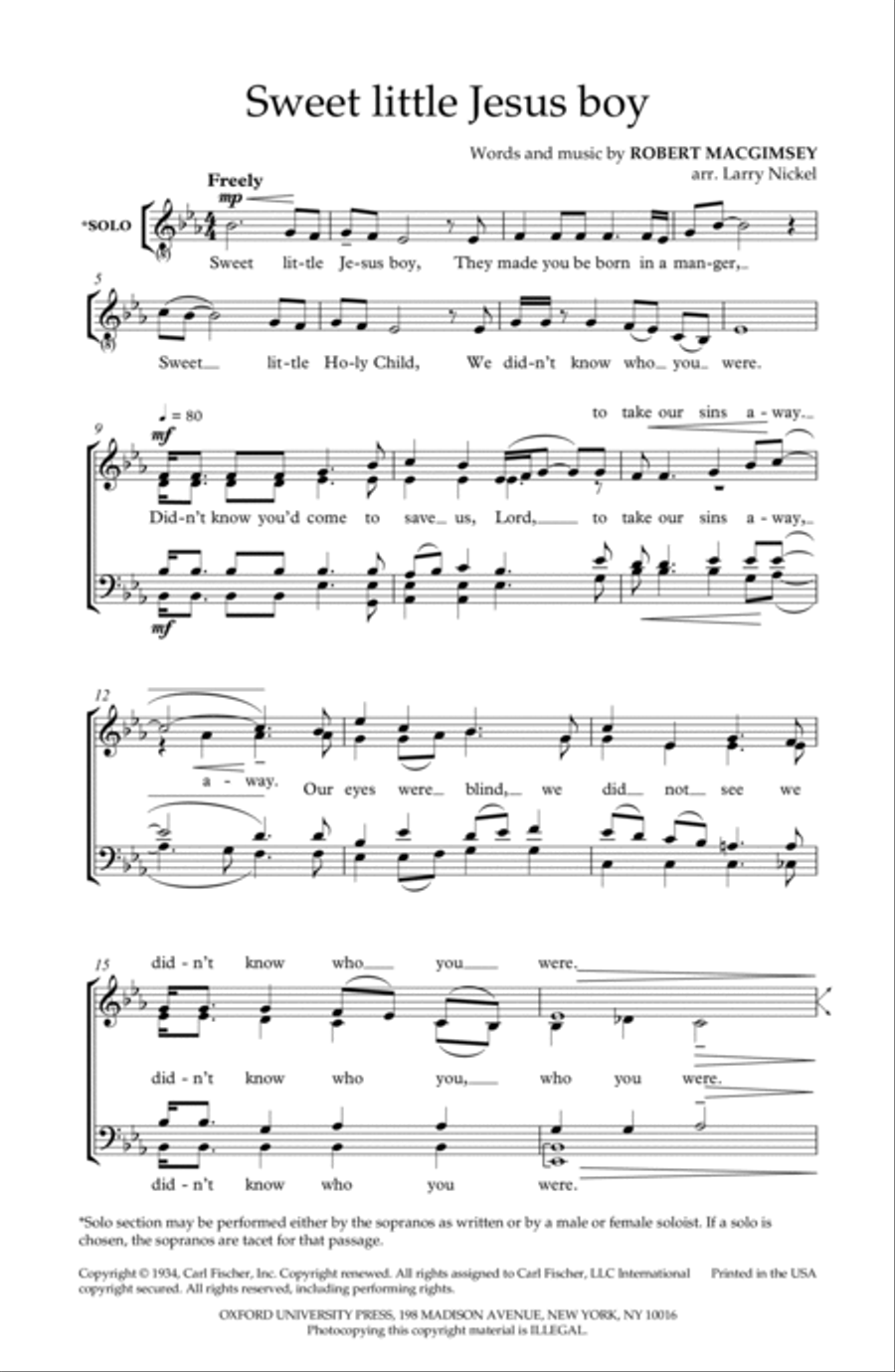 Sweet little Jesus boy 4-Part scores gallery preview page 2