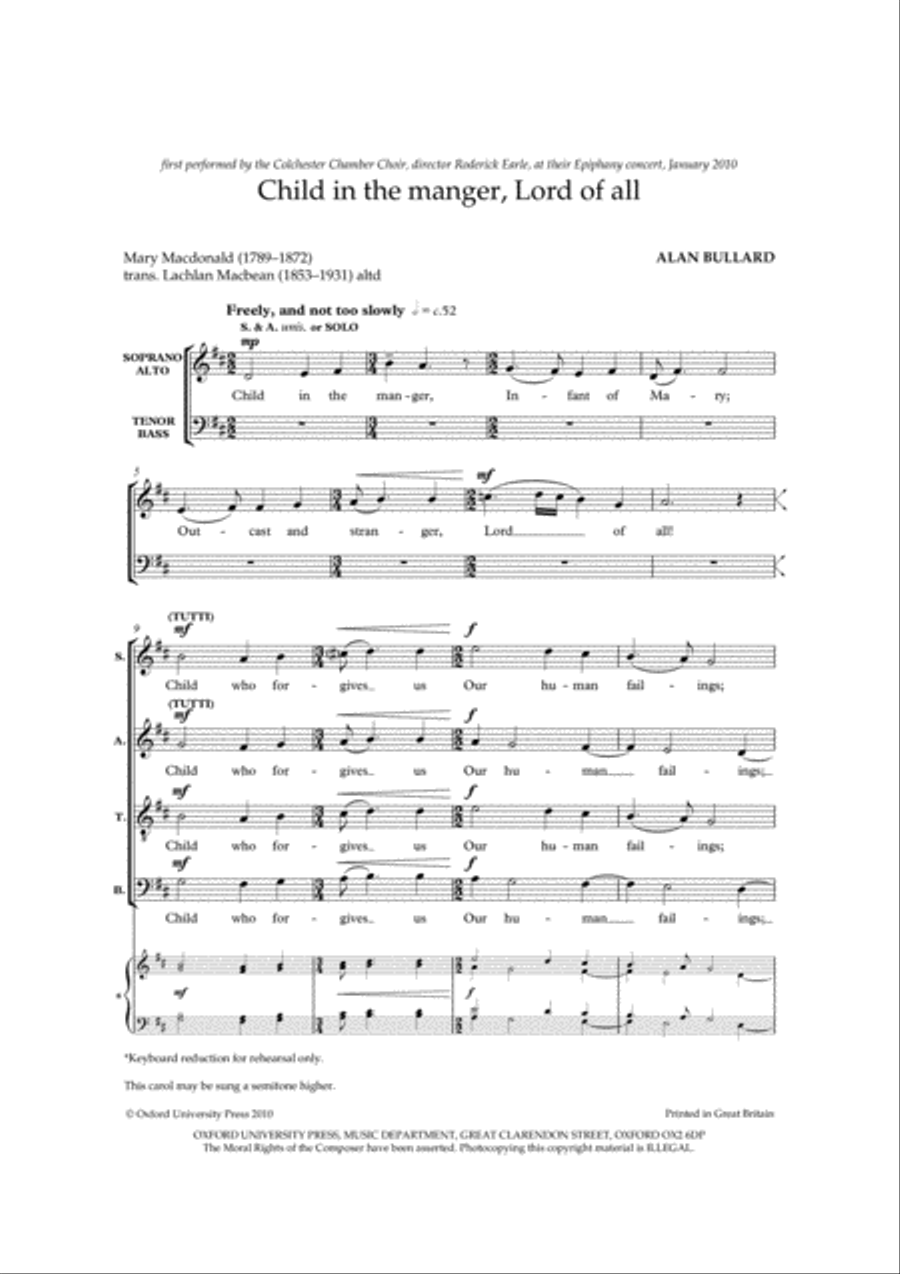 Child in the manger, Lord of all Choir scores gallery preview page 2