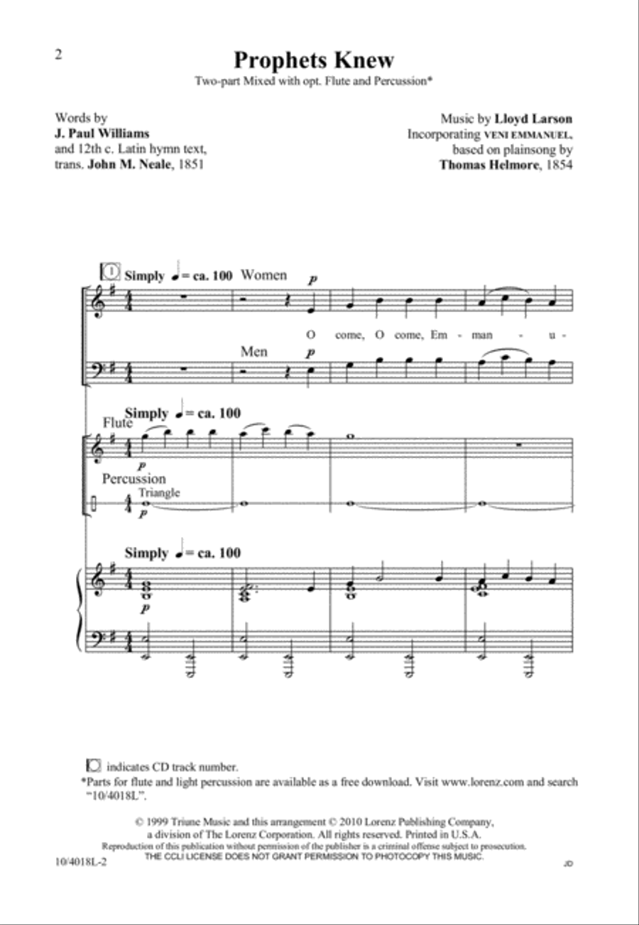 Prophets Knew Prophets Knew 2-Part scores gallery preview page 3