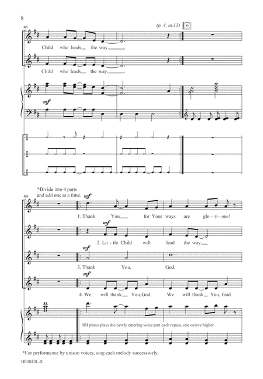 A Child Will Lead the Way Unison Choir scores gallery preview page 9