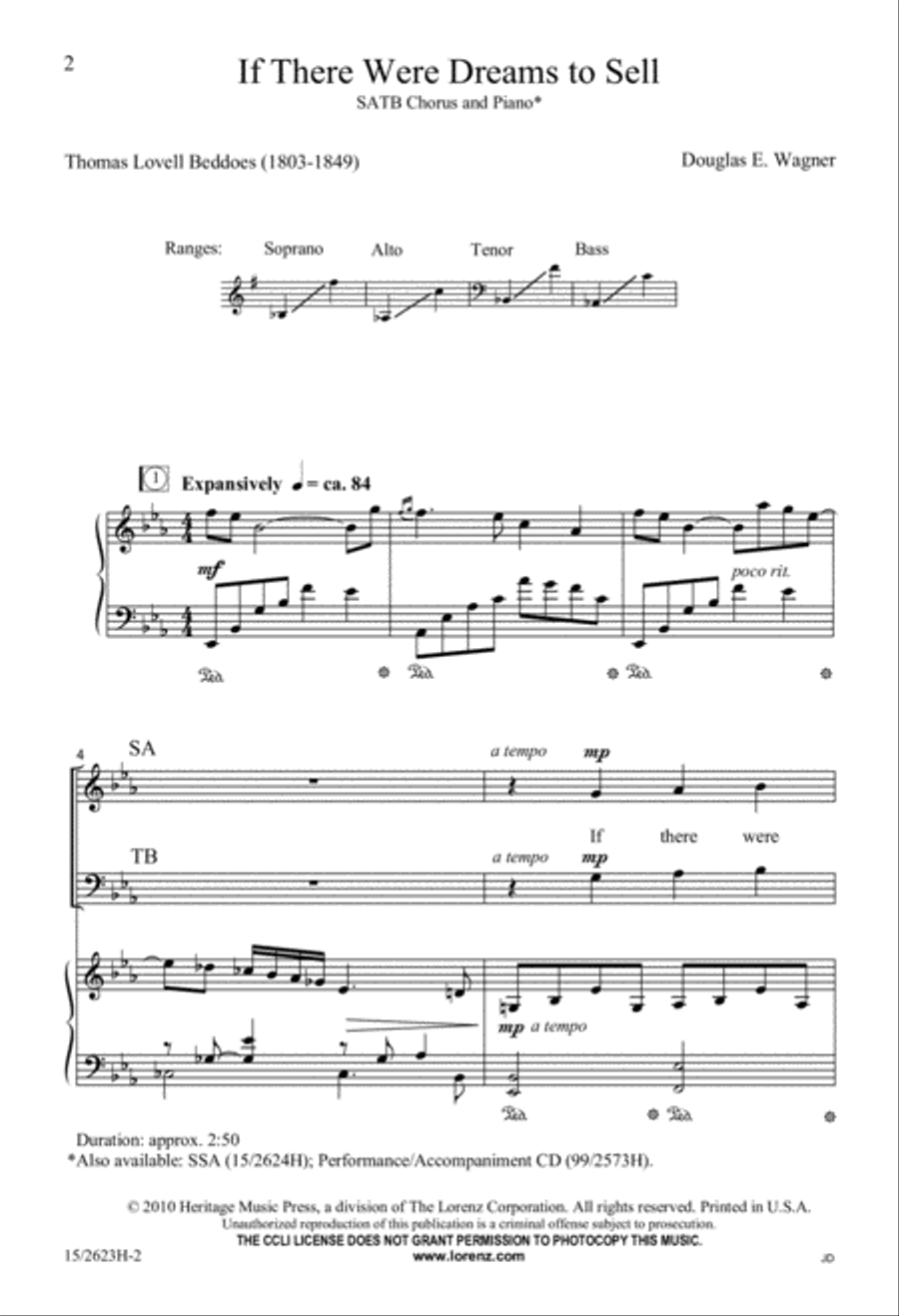 If There Were Dreams to Sell 4-Part scores gallery preview page 3