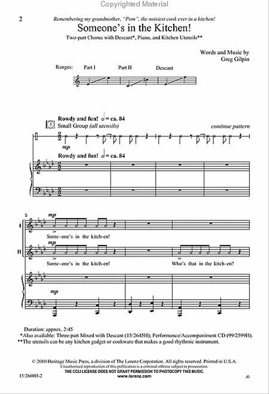 Someone's in the Kitchen! 2-Part scores gallery preview page 2
