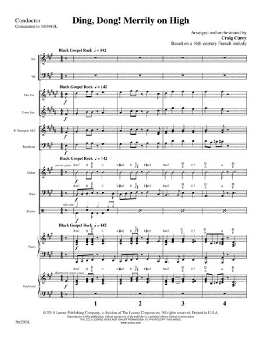 Ding, Dong! Merrily on High - Instrumental Ensemble Score and Parts Choir scores gallery preview page 2