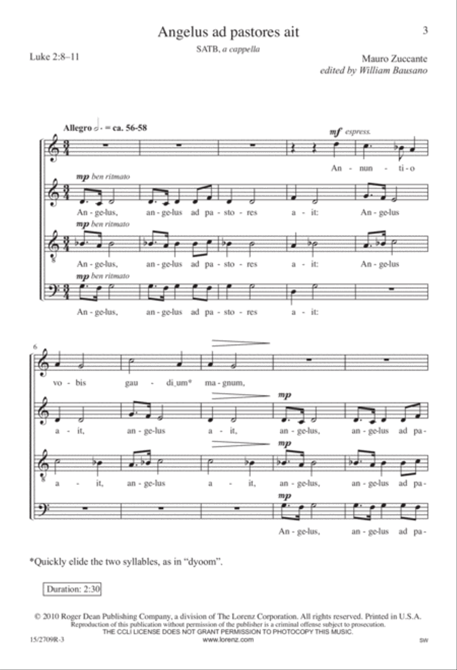 Angelus ad pastores ait Angelus ad pastores ait 4-Part scores gallery preview page 4