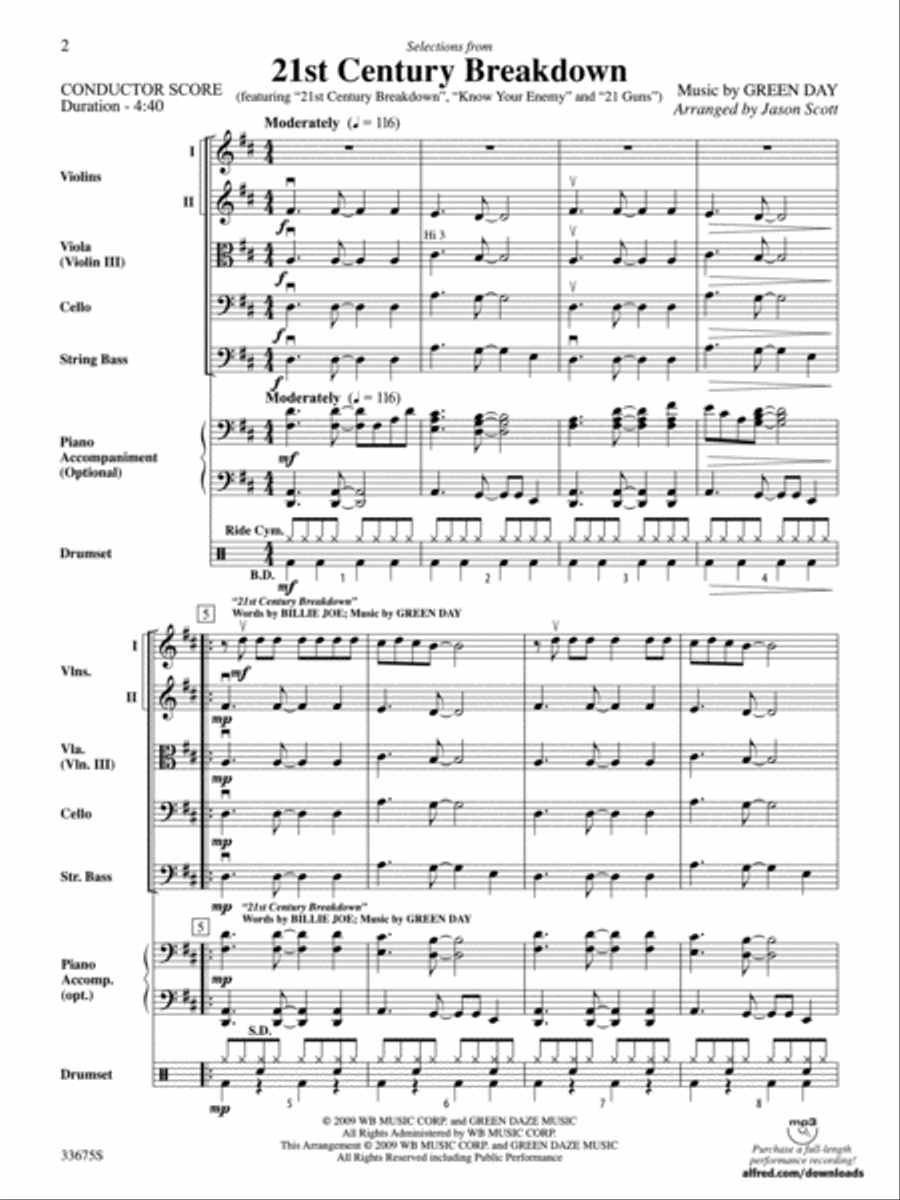 21st Century Breakdown, Selections from String Orchestra scores gallery preview page 2