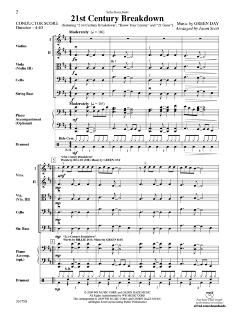 21st Century Breakdown, Selections from String Orchestra scores gallery preview page 2