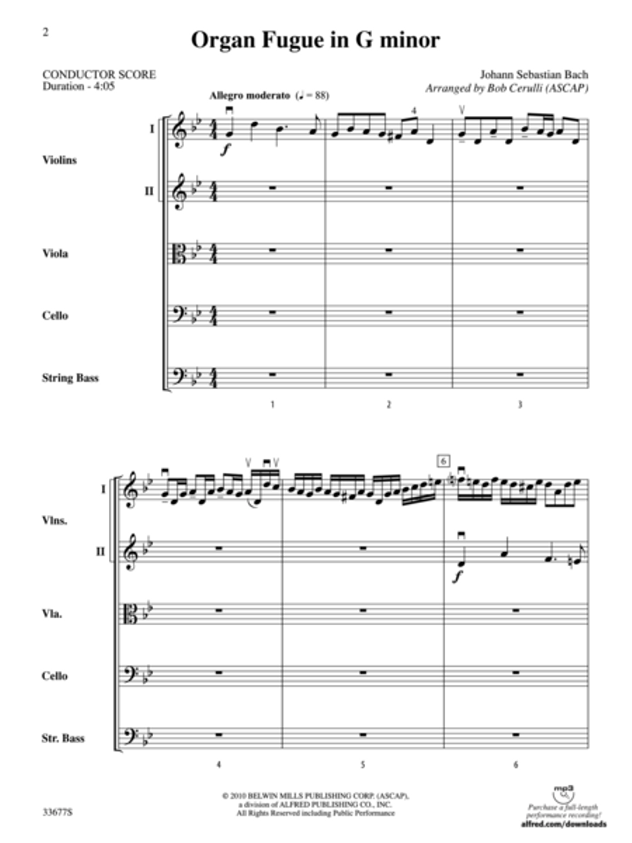 Organ Fugue in G Minor Organ Fugue in G Minor String Orchestra scores gallery preview page 2
