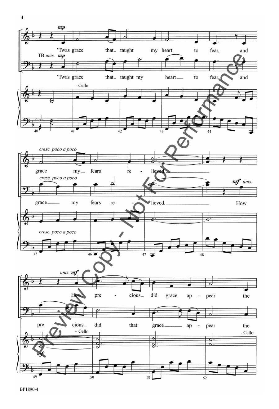 Amazing Grace - Stevenson 4-Part scores gallery preview page 5